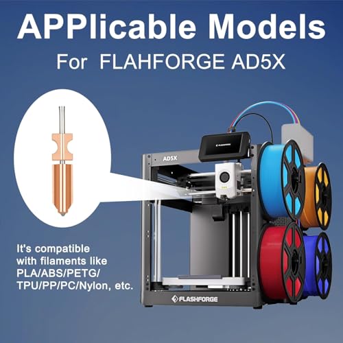 AD5X Hotend Nozzle Kit, 3 Pack 0.4mm Hardened Steel Integrated Nozzle with 3 Silicone Covers - All-Metal High-Temp Resistant (300℃) for PLA/ABS/PETG/TPU, OEM Replacement for Flashforge AD5X 3D Printer