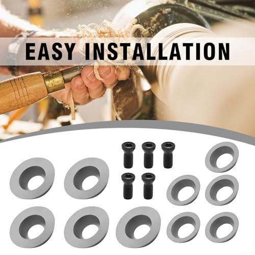 Hoypeyfiy 5 x 8.9 mm indexable inserts and 5 pieces 12 mm wood turning accessories, woodturning tool set, finisher tool