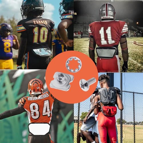16pcs Set Football Backplates Screws Hardware, Metallic Chicago Screws Include Truss Head Slotted Fasteners Washers Gaskets Suitable for Adults and Teenagers