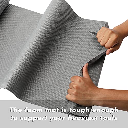 CASOMAN Professional Tool Box Liner and Drawer Liner 18inch (Wide) X 24feet (Long), Black & Grey, Easy Cut Non-Slip Foam Rubber Toolbox Drawer Liner Mat - Adjustable Thick Cabinet Liners
