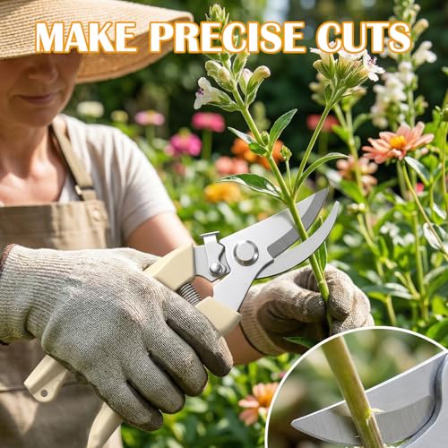 20 Pcs Pruning Shears Stainless Steel Garden Shears Heavy Duty Plant Scissors Trimming Garden Clippers Hand Tree Pruner for Yard Gardening Hedge Flower Cutting Secateurs Beige