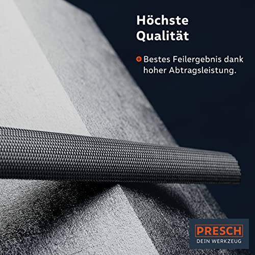 Presch Workshop File Half Round 200 mm – High Quality Half-Round File with Cross Puller H2 for Filing Rounds and Straight Lines in Metal, Wood or Plastic – High-Quality Metal File Workshop file semi-circular