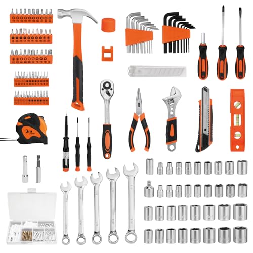 248-Piece Home Repair Hand Tool Set with Storage Case Orange