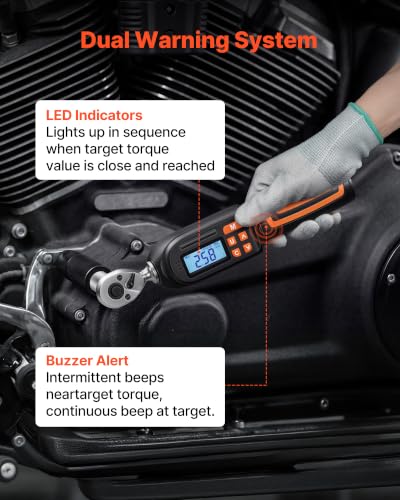 VEVOR Torque Wrench Set 1/4" Drive 42-Piece Digital Torque Wrench 4 Units, ±2% Accuracy, LCD Screen, with Buzzer and LED Indicator, with Sockets, Bits, Extension Bar, Adapter, for Automotive Repair 1/4"