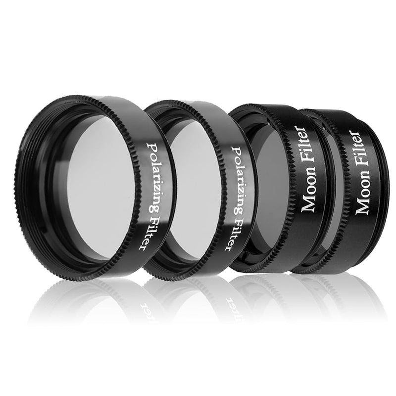 1.25" Telescope Eyepiece Filter Set - Enhanced Stargazing Experience with Polarizing and Moon Filters - Aluminum Frames - 4 Filter Set