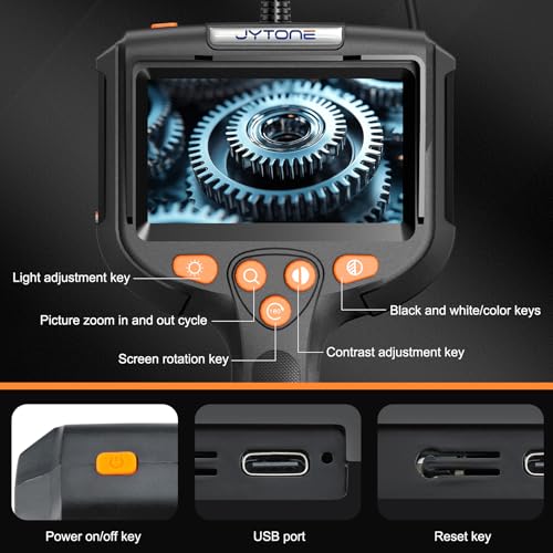 Endoscope Camera with Light, 5.5mm Waterproof Borescope with 4.3" HD Screen, 33ft Semi-Rigid Cable for Automotive, Plumbing, Pipe Inspection 4.3IN-33FT