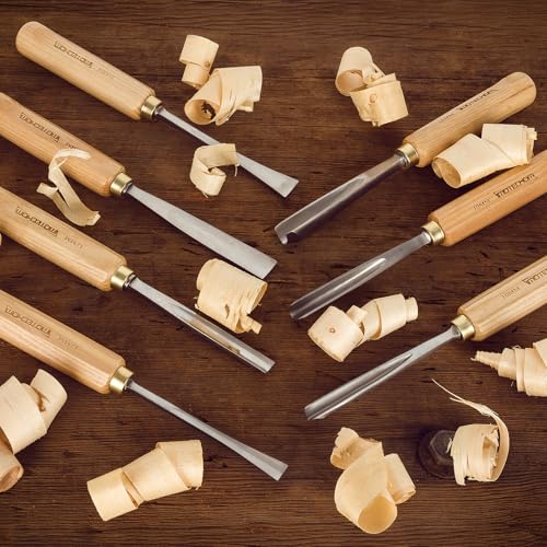7-Piece Wood Carving Chisel Tools Set, Sharp CR-V Steel Blades 7-Piece with Ash Handle