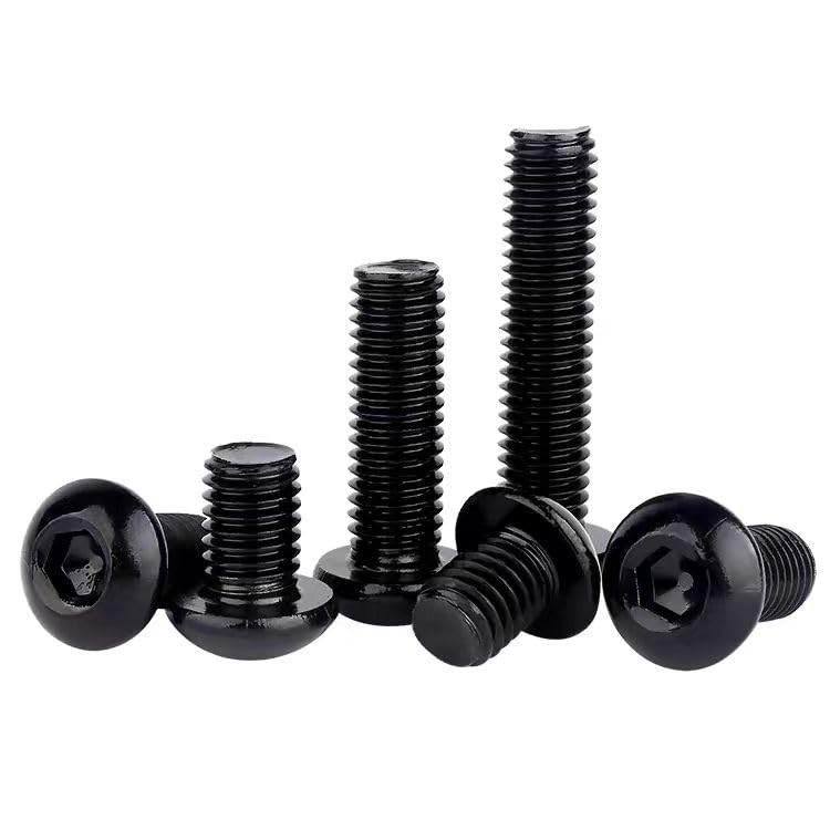 Wensilon (20Pcs) 3/8-16 * 4 Button Head Socket Cap Bolts Screws, 304 Black Stainless Steel, Allen Hex Drive, Bright Finish, Fully Machine Thread F 3/8-16*4