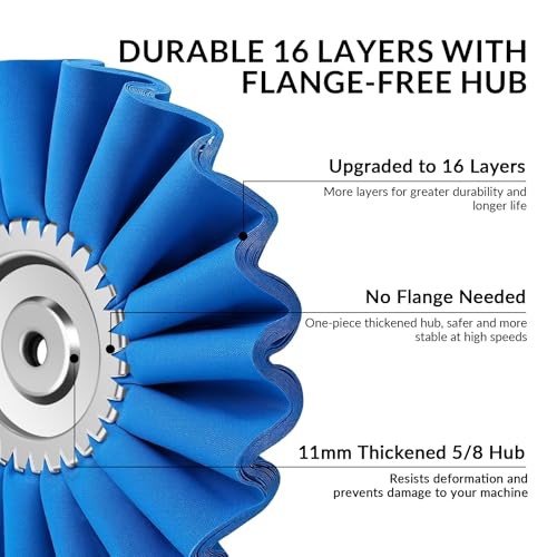 3 PCS 10" S-Shape Airway Buffing Wheel Kit, Flange-Free Solid Hub