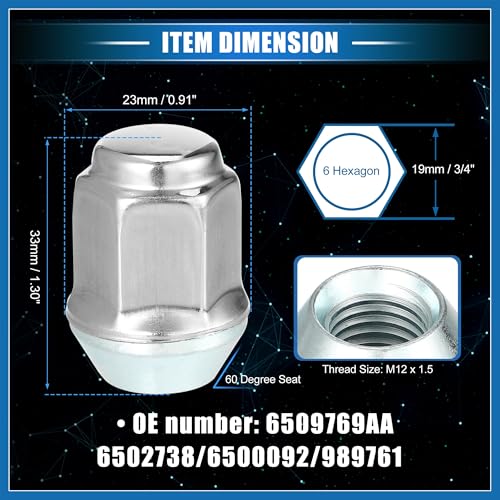 Wheel Lug Nuts for Ford Focus for Dodge Grand Caravan M12 x 1.5