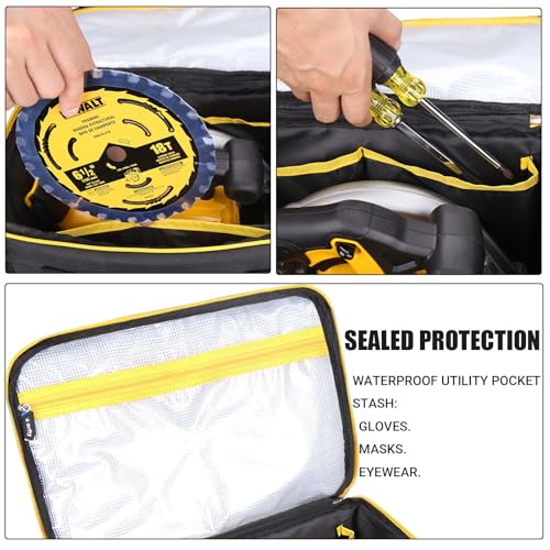 Tool Bag for DEWALT 20V MAX 6-1/2-Inch Circular Saw DCS391B/ DCS565B with Multi-Pocket for Batteries/Masks/Circular Saw Blades, Universal Tool Bag for 6-1/2-Inch Circular Saw (Black & Yellow) Black & Yellow