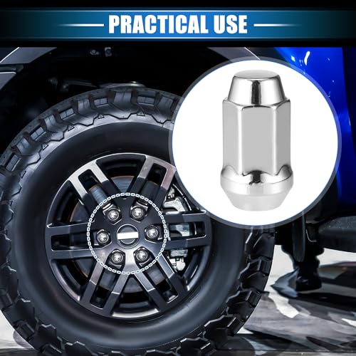 20 Pcs Wheel Lug Nuts Compatible for Ford Explorer for Lincoln MKS, Durable Chorme Plated 1/2-20 Carbon Steel Silver Tone Tire Lugnuts 20