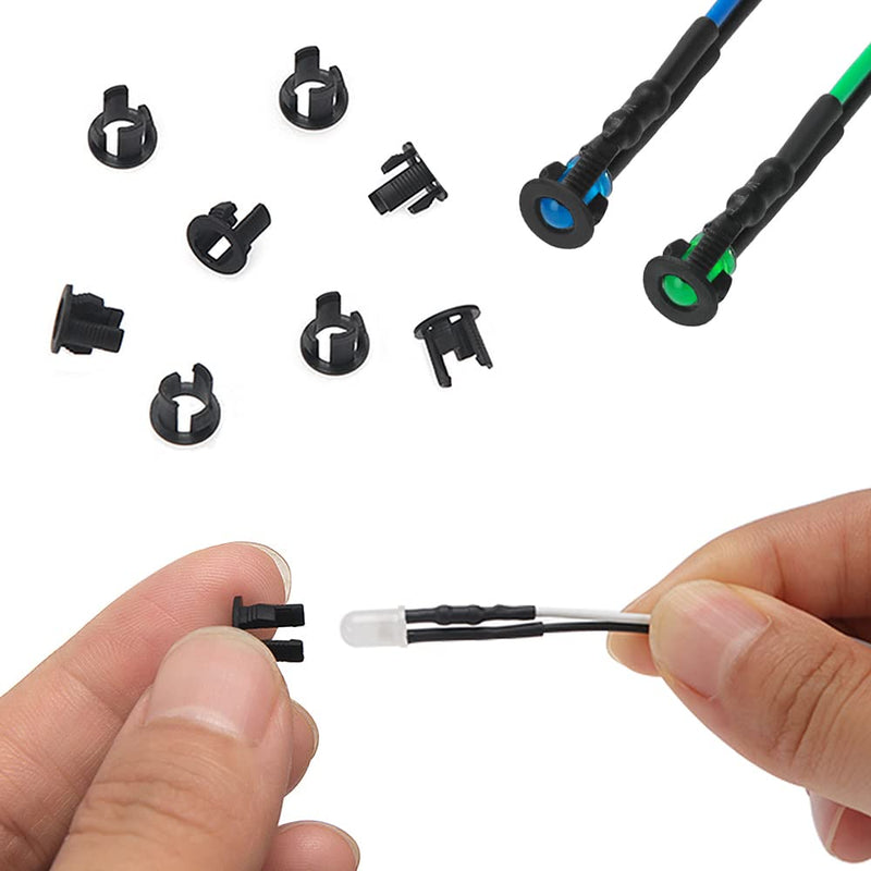 60 pieces 3 mm 12 V pre-wired LED diode light, white, orange, red, yellow, blue, green, 3 mm LED diffuse emitting diode with 20 cm cable + 60 pieces 3 mm plastic LED diode holder 3mm Multicolor Diffuse