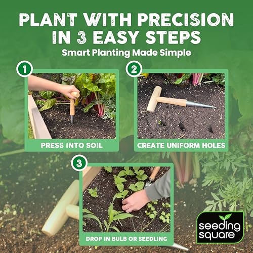 Pokey Planter + Black Harvest Apron Bundle – Dibber Tool for Planting Seeds & Seedlings with Garden Apron for Easy Carry & Organization
