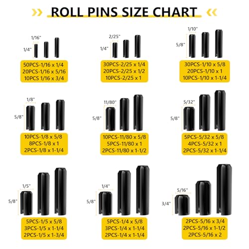 274PCS SAE Roll Pins & 274PCS Metric Roll Pins