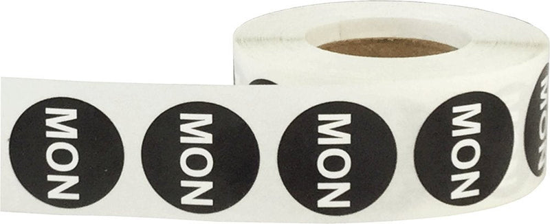 Black Monday Circle Dot Stickers, 3/4 Inch Round, 500 Adhesive Labels on a Roll for Scheduling, Task Management, Inventory, and Organization - Made in the USA