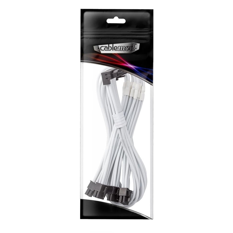 CableMod C-Series Pro ModMesh Sleeved 12VHPWR 90° StealthSense PCI-e Cable for Corsair - Variant B (White, 16-pin to Quad 8-pin, 60cm) 16 to 4x8-Pin (Variant B) White