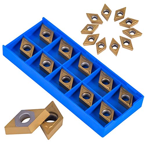 10pcs CNC Carbide Insert Cutters, CNC Milling Inserts Indexable Lathe Milling Inserts Turning Tools with Box DCMT11T304-HM YBC251