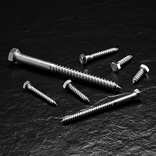 3/8" x 6" Hex Head Lag Screws Bolts 20Pcs 304 Stainless Steel 18-8, Partial Thread, Hexagon Head Wood Screws by SG TZH 20 3/8-16 x 6"