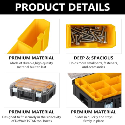 Side Deep Organizer Compatible with DeWalt TSTAK Tool Box | Space-Maximizing Storage Insert for Underutilized Side Cavity | Modular Workshop Accessory