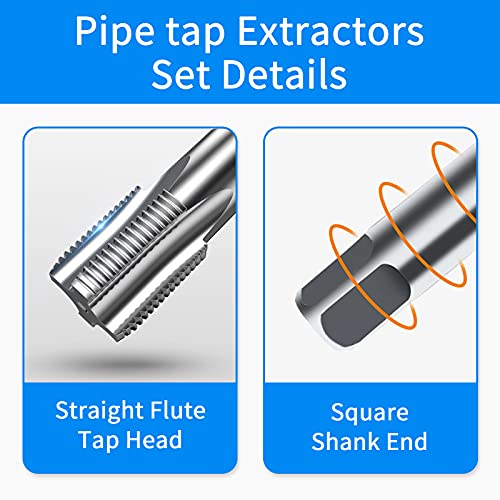 6-Piece NPT Pipe Tap Set, 1", 3/4", 1/2", 3/8", 1/4", 1/8" NPT Tap Set, Carbon Steel Hand Threading Plumbing Tap Set for Accurate Threads, Assorted Plumbers Mechanics DIY Thread cutting tools 6 pcs NPT Taps 1" 3/4" 1/2" 3/8" 1/4" 1/8