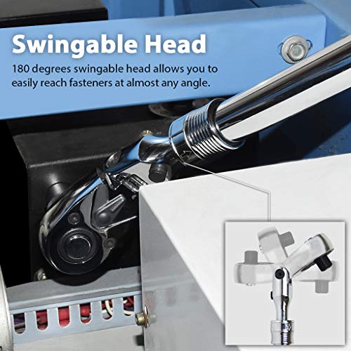 FIRSTINFO 1/2" Drive Extendable Ratchet Wrench, 72-Tooth Flex-Head Locking 1/2-Inch Drive