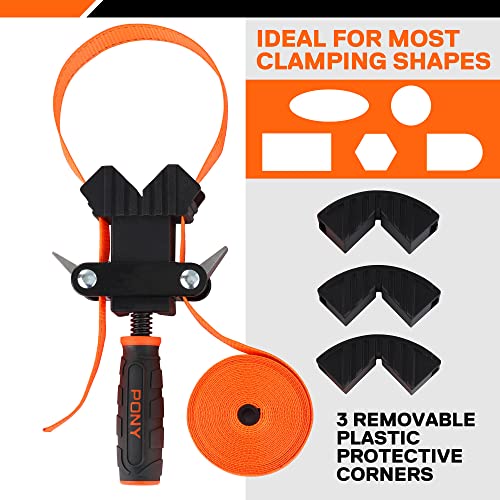 PONY Woodworking Strap Clamp, Picture Frame Clamp with 4-Pack Spring Clamp