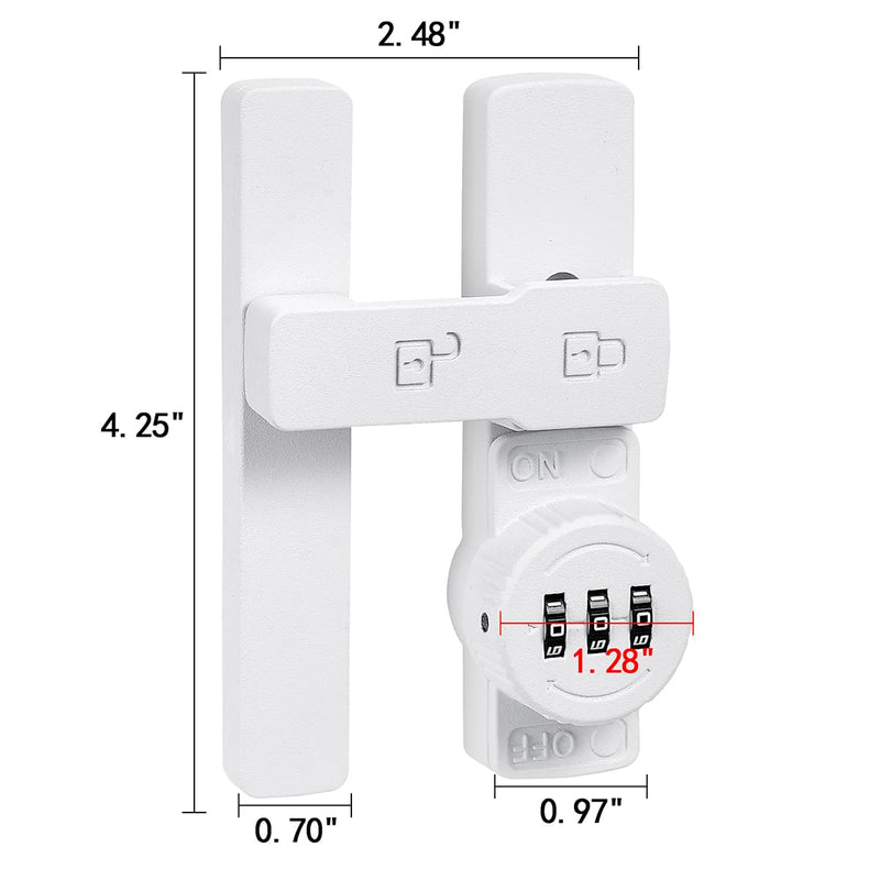 INIRET 2 Packs Matte White 180 Degree Barn Door Lock,Mechanical Password Lock,3 Digit Password Keyless,Flip Latch with Combination,Protect Privacy,for Barn Door,Cabinets,Windows,Garden,Bathroom 180 Degree_Matte White