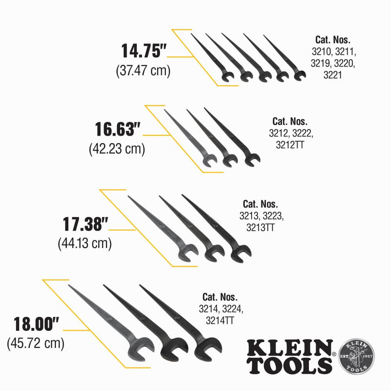 KLEIN TOOLS 3211 Spud Wrench, Made in USA, 1-1/16-Inch Nominal Opening, for 5/8-Inch Bolts and U.S. Heavy Nuts