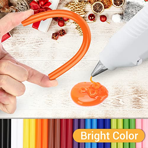 Manarty 48pcs 0.43" Dia x 4" Long Glitter Color Hot Glue Sticks and 24pcs 8" Long x 0.43" Dia Color Hot Glue Sticks
