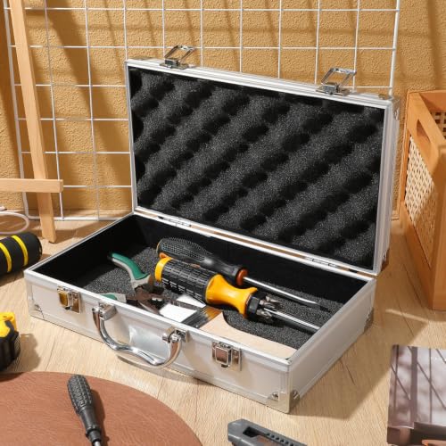 STOBOK Aluminum Alloy Toolbox Portable Metal Tool Case with Handle Medicine Storage Box for Pills Tablets Screws Accessories Jewelry Home Office Travel 11.81 X 6.69 X 3.07 in