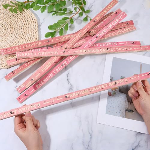 SUPERFINDINGS 10PCS Carpet Tack Strips with Nails 19.9x0.8inch Wood Tufting Frame Tacks Strip Plywood Nailing Strip Tufting Tack Strips with Nails for Subfloor Stairs Rug Gripper Strip 19.9"