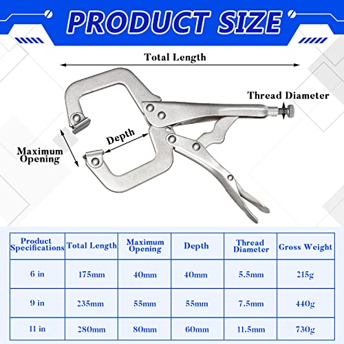 Minatee 4 Pcs Locking C Clamp Set