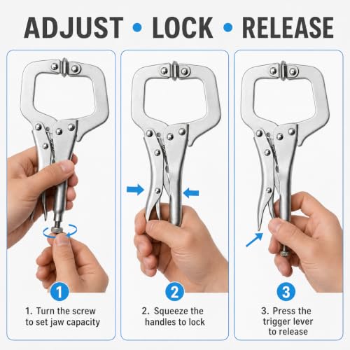 Anxingo 6 Pack 6-Inch Locking C-Clamp Pliers with Swivel Pads 6 × 6"