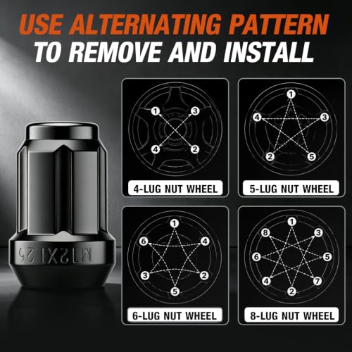 20Pack M12x1.25 Lug Nuts, 12x1.25 Wheel Lug Nuts for Infiniti Nissan Subaru Black 20