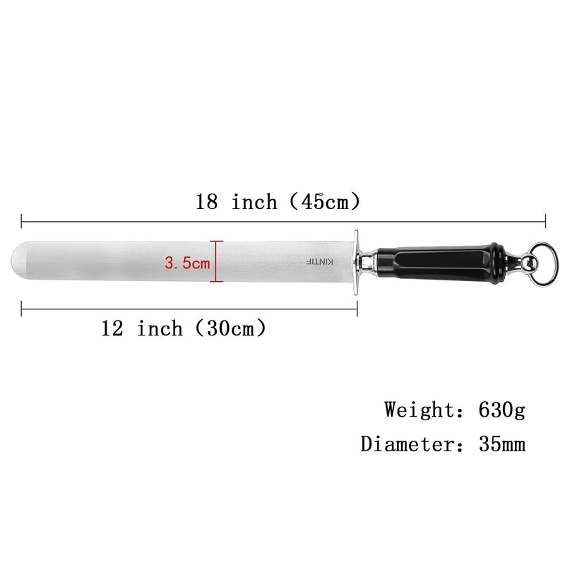 Sharpening Steel 12 inch Heavy-Duty Honing Steel Flat Honing Rod, High hardness, Fine Cut, Ideal For Butcher Knives and Chef Knives, Knife Sharpeners