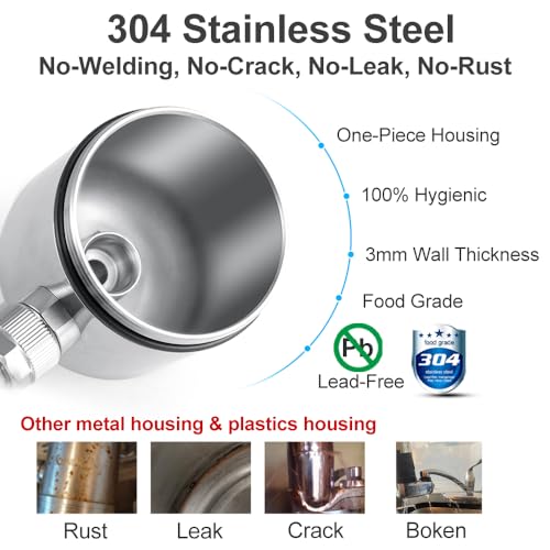 WINGSOL WINGSOL Faucet Water Filter Stainless-Steel 360° Rotating Water Filter for Sink, Reduce Chlorine, Heavy Metals and Bad Taste, 320G Long Lasting Sink Water Filter, 3 Filter Cartridges Included