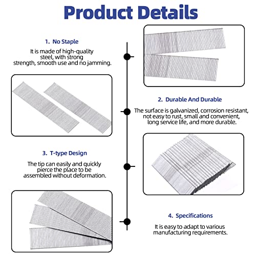 Glarks 4000Pcs 18 Gauge 8 Sizes Galvanized Brad Nails Straight Finishing Nail Assortment Kit, 2/5", 5/8", 3/4", 1", 1-1/4", 1-1/2", 1-3/4", 2" for Molding Cabinetry Assembly