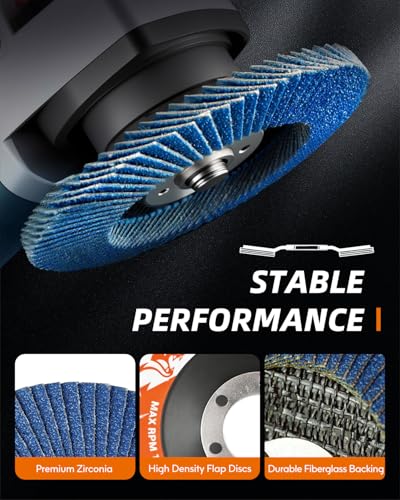 10 Pack Flap Discs 4 1/2 for Angle Grinder Sanding Disc, 80 Grit Grinding Disc, 4.5" x 7/8" Type 29 Zirconia Grinding Wheel for Metal, Wood, Stainless Steel Finishing