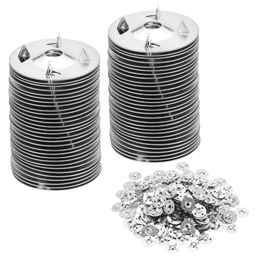 QWORK Foam Board Fasteners Washers, 500 PCS 1-1/8" Steel Washers for Fixing Insulation Board Foam Board