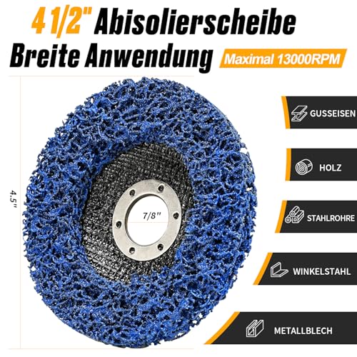 115 mm CSD Disc Sanding Discs, Pack of 5 Blue Cleaning Discs, Nylon Flex Discs Removal of Paint Rust for Angle Grinders