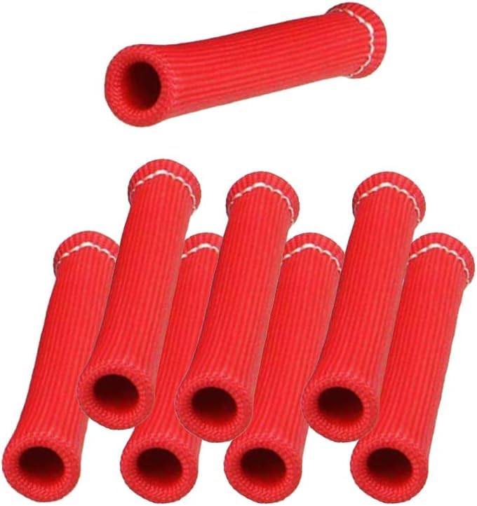 8pcs Spark Plug Wire Heat Shield Sleeve, Spark Plug Boot Protector Wire Boots Cover for LS1 / LS2 SBC BBC 350 454 (Red) red