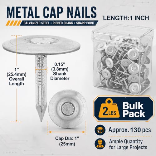 Moxweyeni 2 Pounds 1'' Metal Cap Nail Bulk Masonry Roofing Insulation Nail 1''