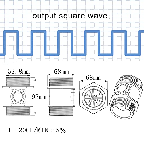 DIGITEN G2 2 inch Water Flow Hall Sensor Switch Meter Flowmeter Control 10-200L/min G2" Flow Sensor