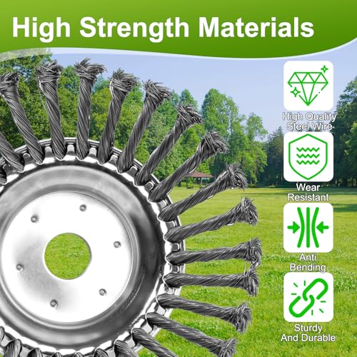 Weed Brush Cutter, Wild Herb Brush for Brush Cutter, 8 Inch Professional Weed Brush for Grass Trimmer, 25 mm Bore Steel Brush for Lawn Mower Brush, Removal of Weeds and Moss (8 Inches) 8 inches