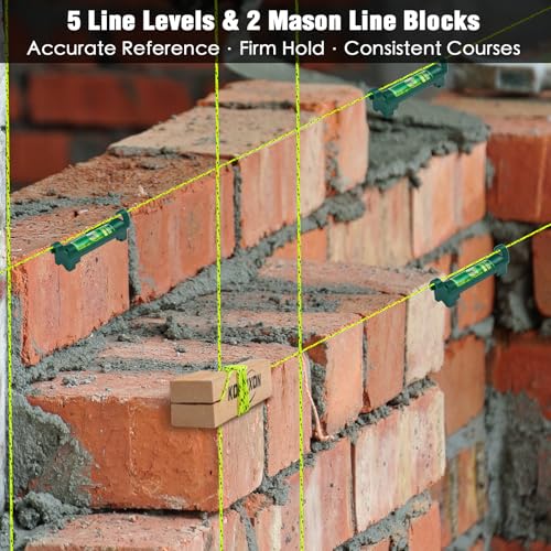 10PCS Masonry Line String Set for Bricklaying and Alignment Flu-yellow Black