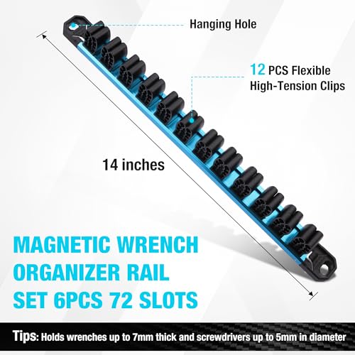 DURATECH 6PCS Magnetic Screwdriver & Wrench Organizer with 72 Slots