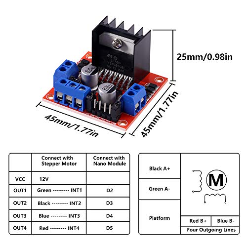 5 Pack L298N Stepper Motor Driver Control Board Dual H Bridge Module for Smart Car Power