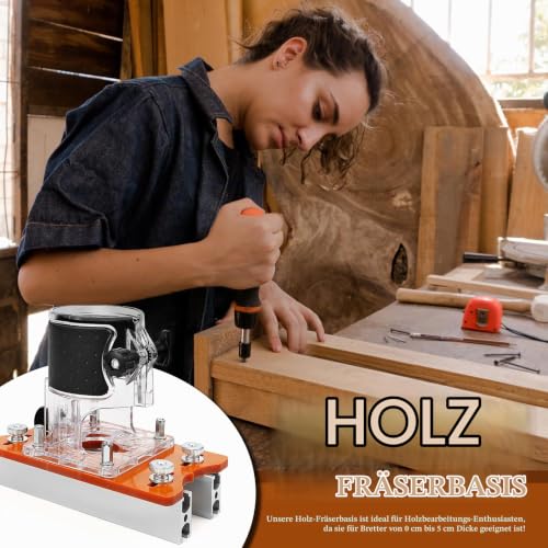 Wood Cutter Tool Slot Holder Set Wood Cutter Base Locator Set 2 in 1 Slot Base and Mounting Bracket for 64/65 mm Trimmer with Scale Milling Base Plate, One-Hand Milling Base Plate