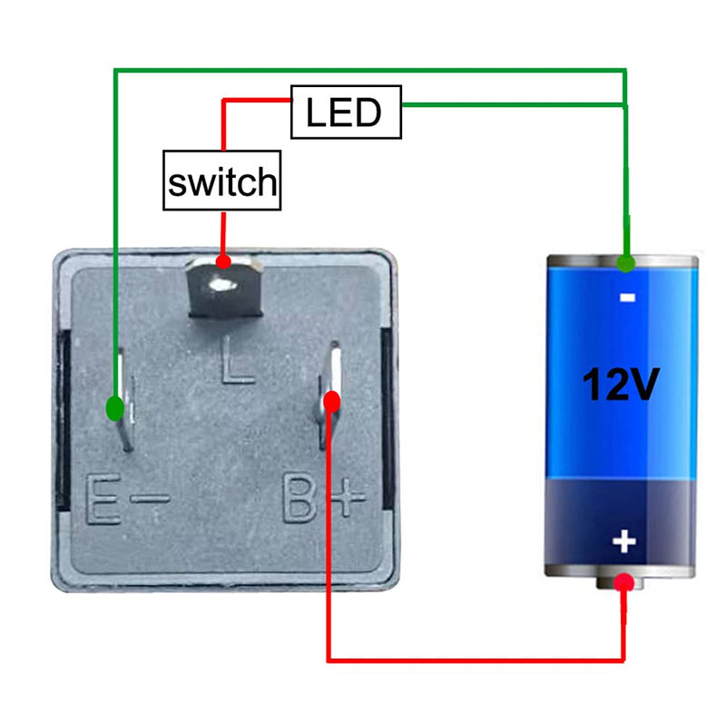 2 pieces 12V 3 Pin Electronic LED Flasher Relay 0.1W-150W c/m Motorcycle Turn Signal Adjustable Flasher CF-14KT, comes with 6pcs Terminals Black-12v